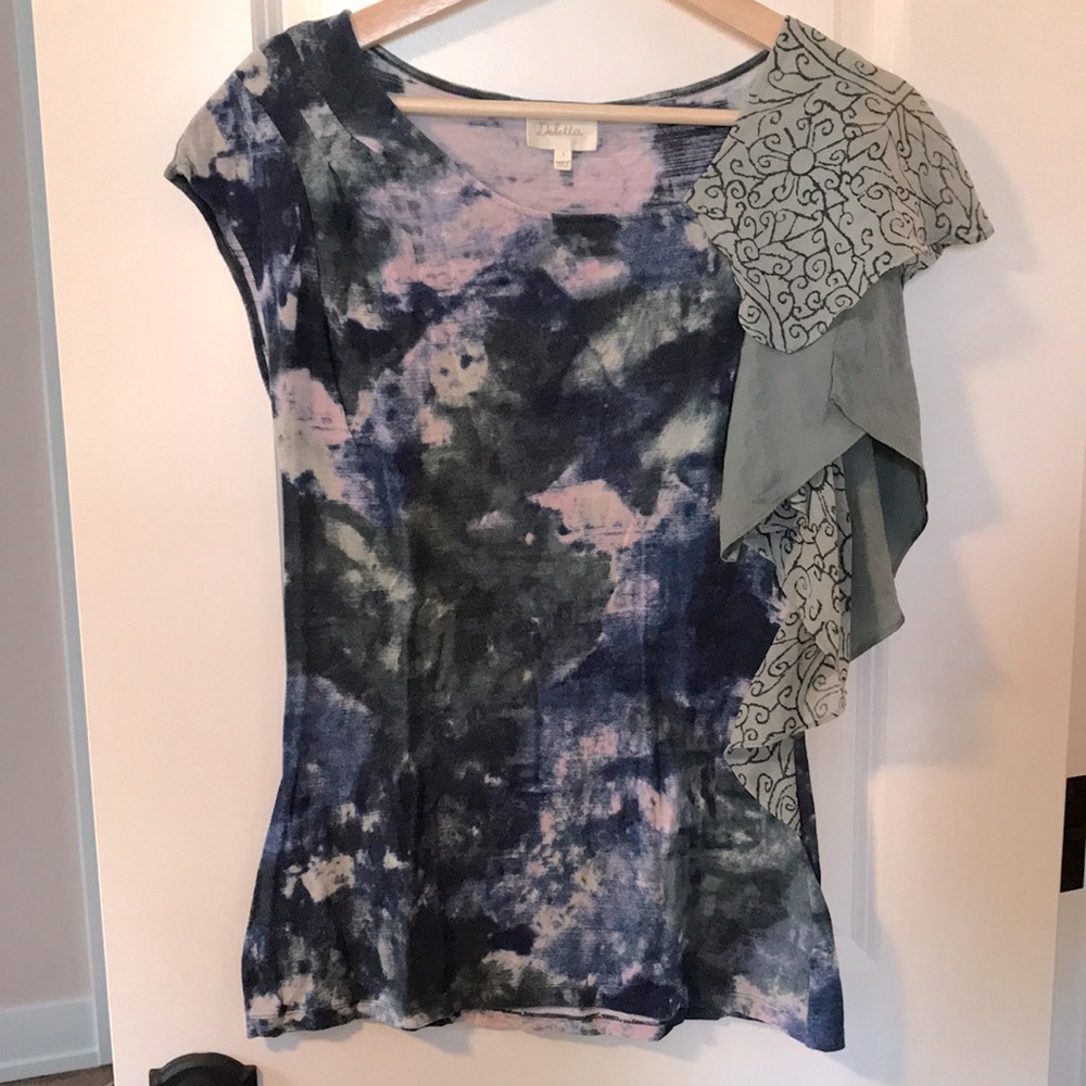 Anthropologie “Deletta” Brand Asymmetric Ruffle Top